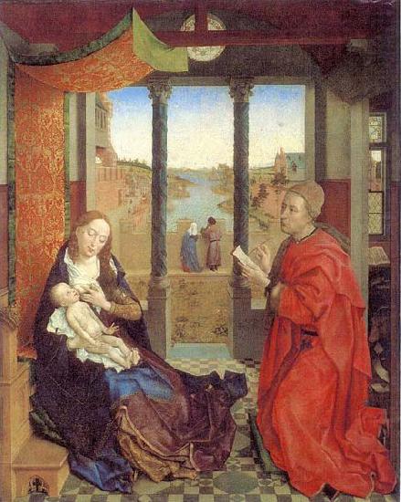 Self portrait as Saint Luke making a drawing for his painting the Virgin., Rogier van der Weyden